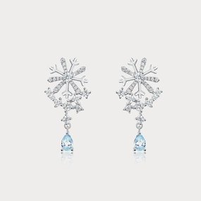 Brilliant Shine Cerulean Snowflake Earrings
