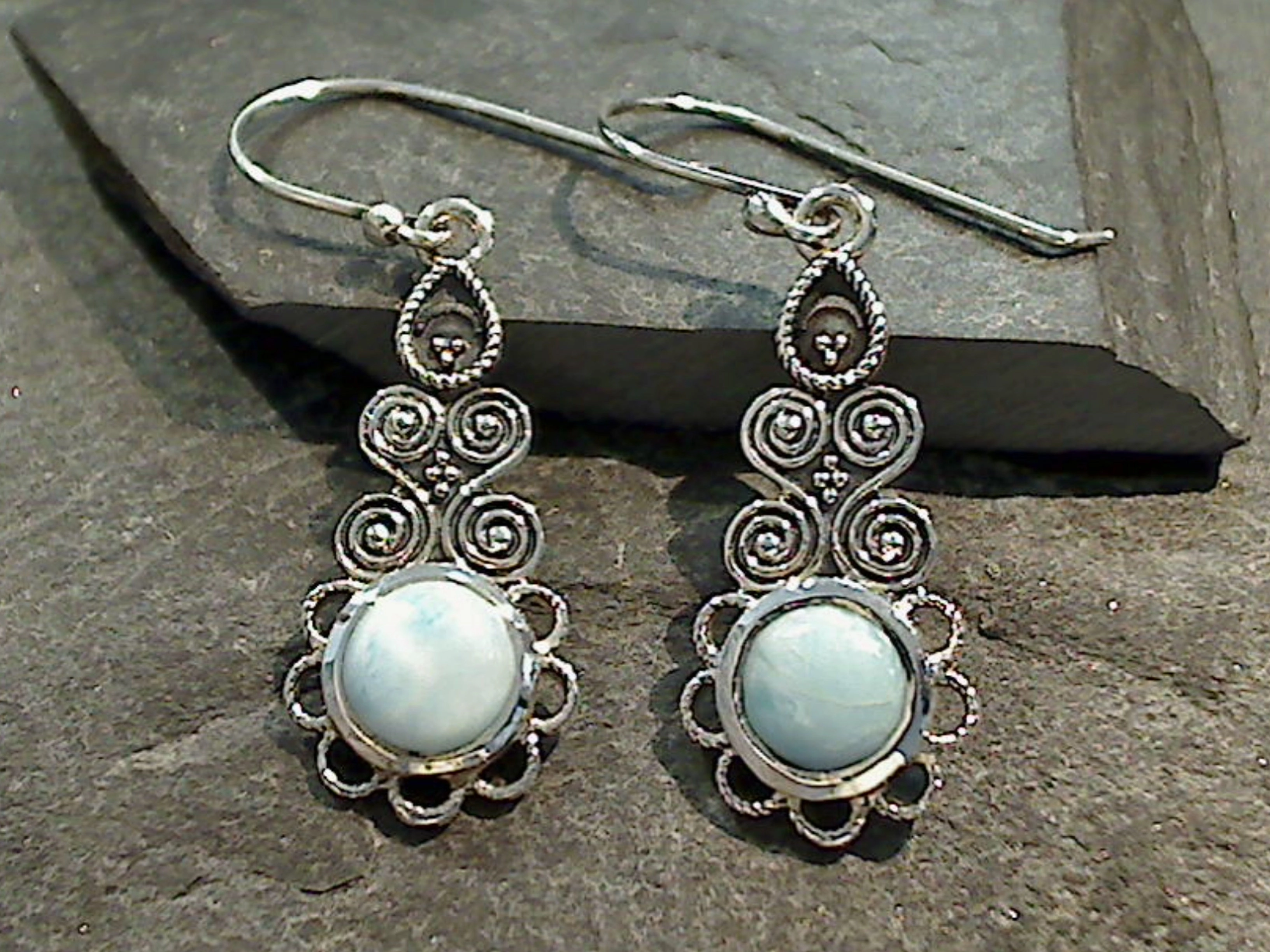 Larimar, Sterling Silver Earrings Comfortable Decor Vibrant Embellishment