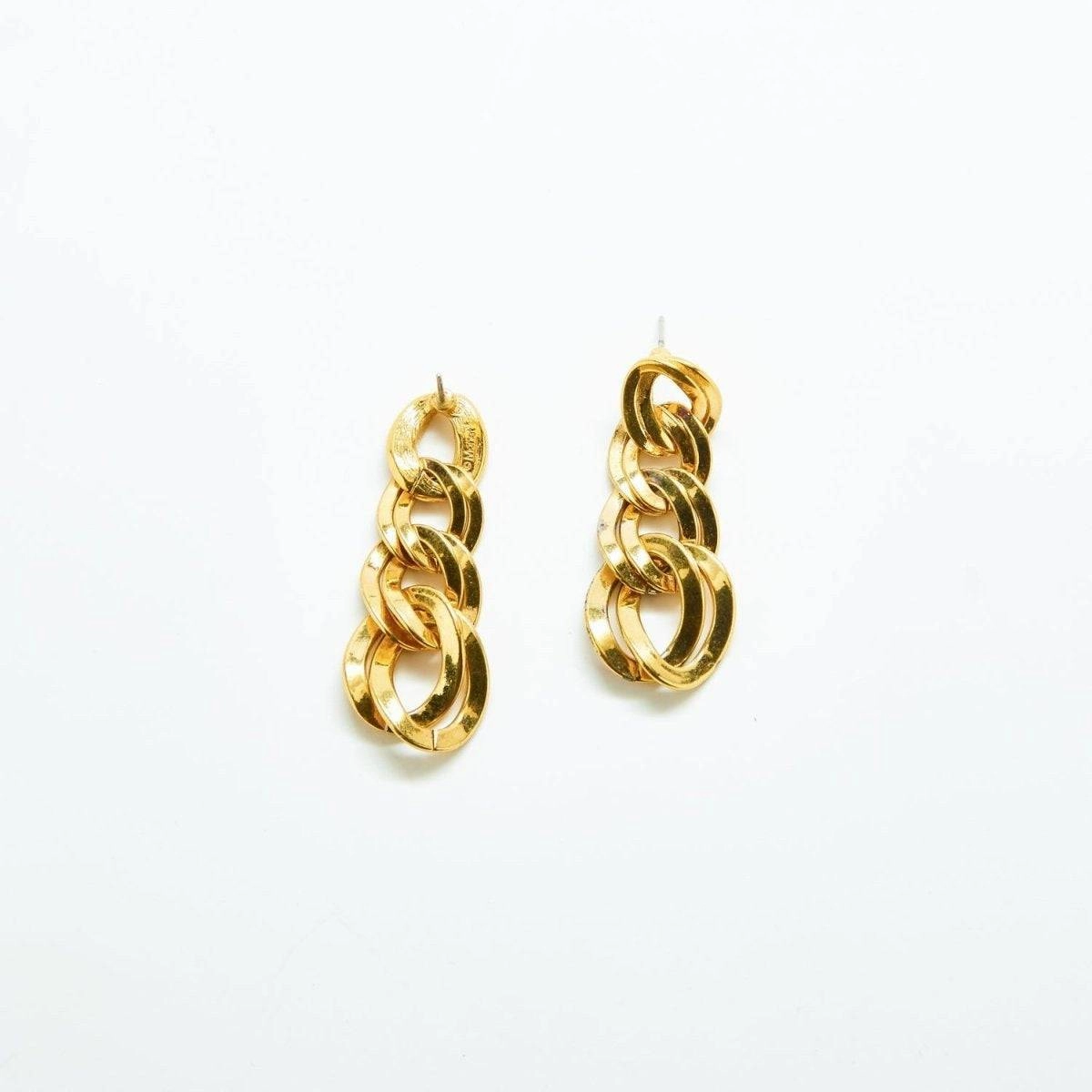 Vintage Monet Chain Link Drop Earrings Evening Ready Gifting Vibes