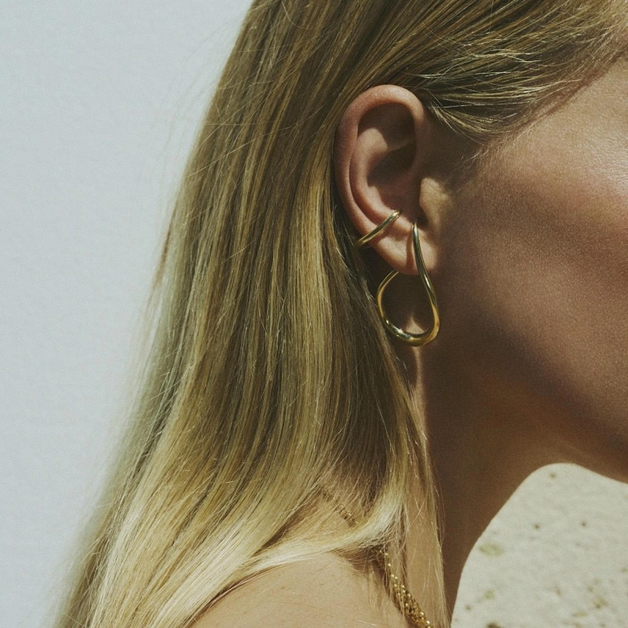 Phoenix 2pcs Double Gold Ear Cuff 18K Vermeil Abstract Geometric Artisan | Ear Cuff Chunky Gold Ear Cuff, Contemporary Abstract Ear Cuff Duo Wrap All Style Chic Charm