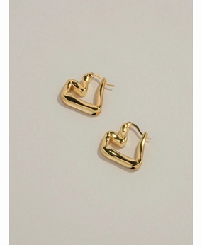 Brilliant Piece Ricoh Heart Hoop Earrings Gold / Silver