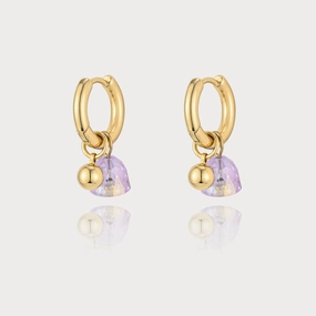 Seasonal Trinket Neutral Embellishment Amethyst Huggie Earrings
