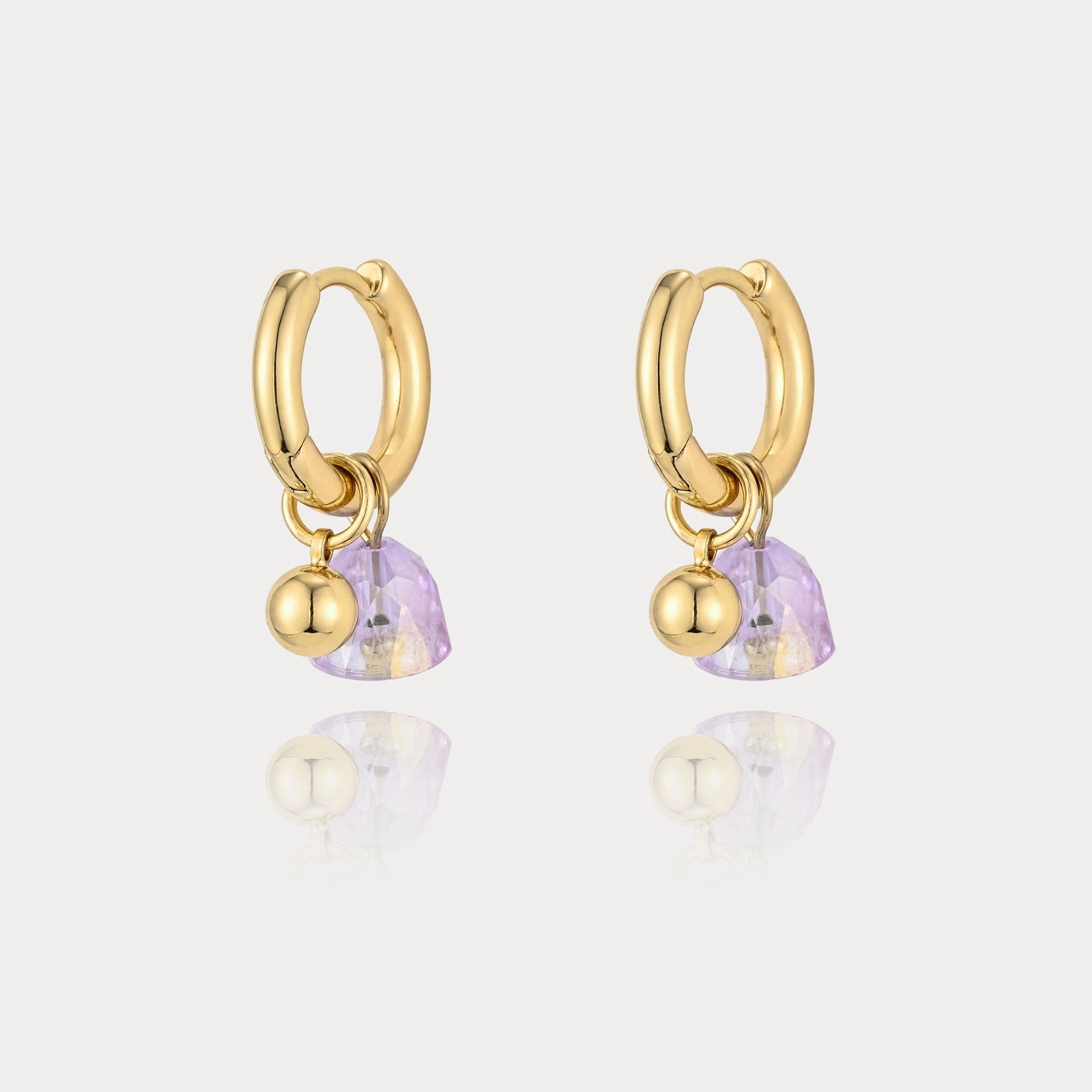 Seasonal Trinket Neutral Embellishment Amethyst Huggie Earrings