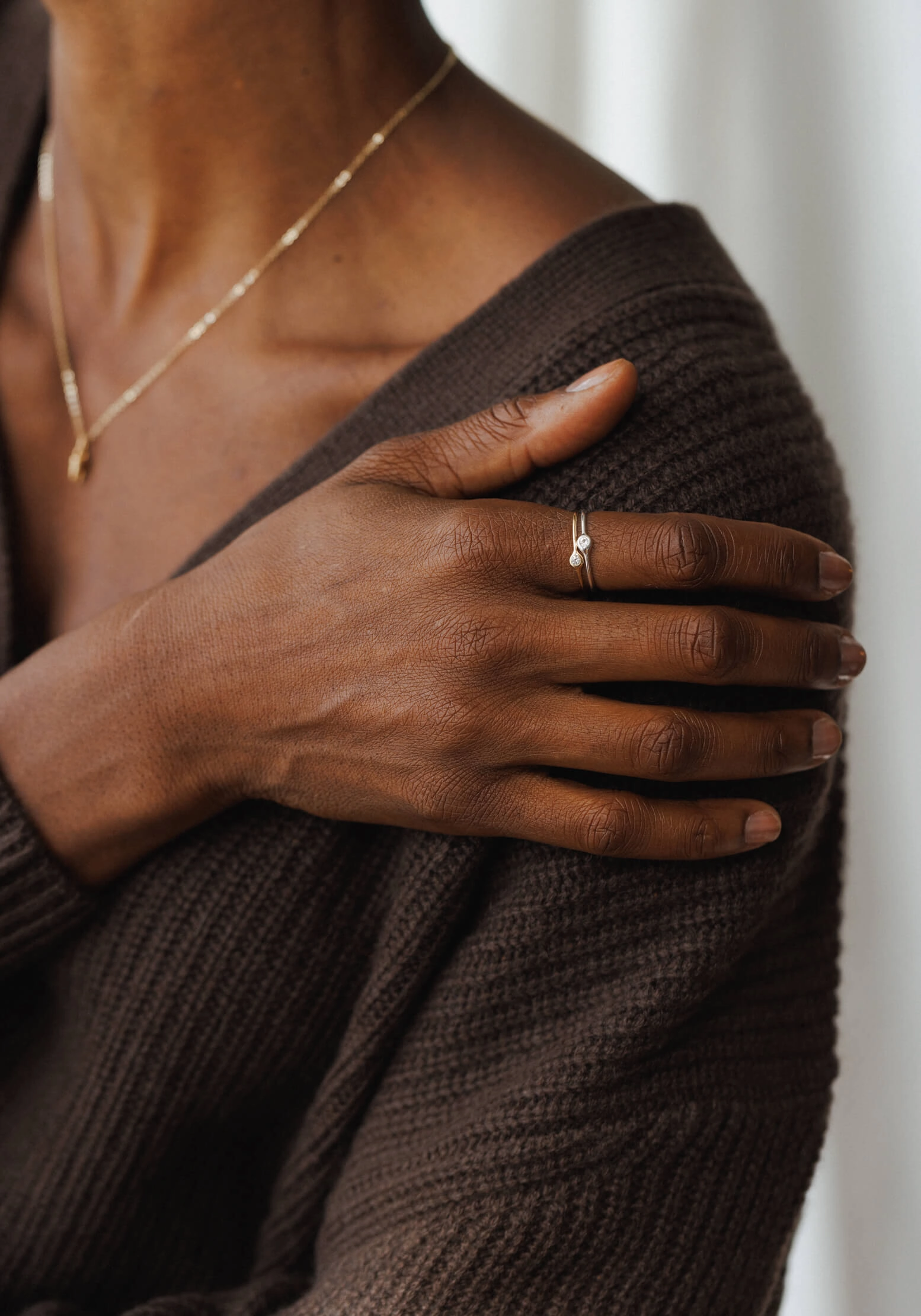 Gaia White Sapphire Solitaire Ring Refined Finish Light Fit