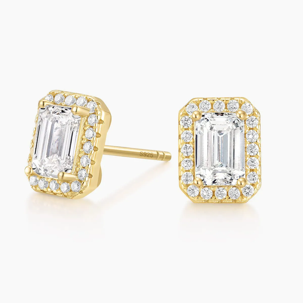 Square Cut Cubic Zirconia CZ Earrings Minimalist Finish Signature Sparkle