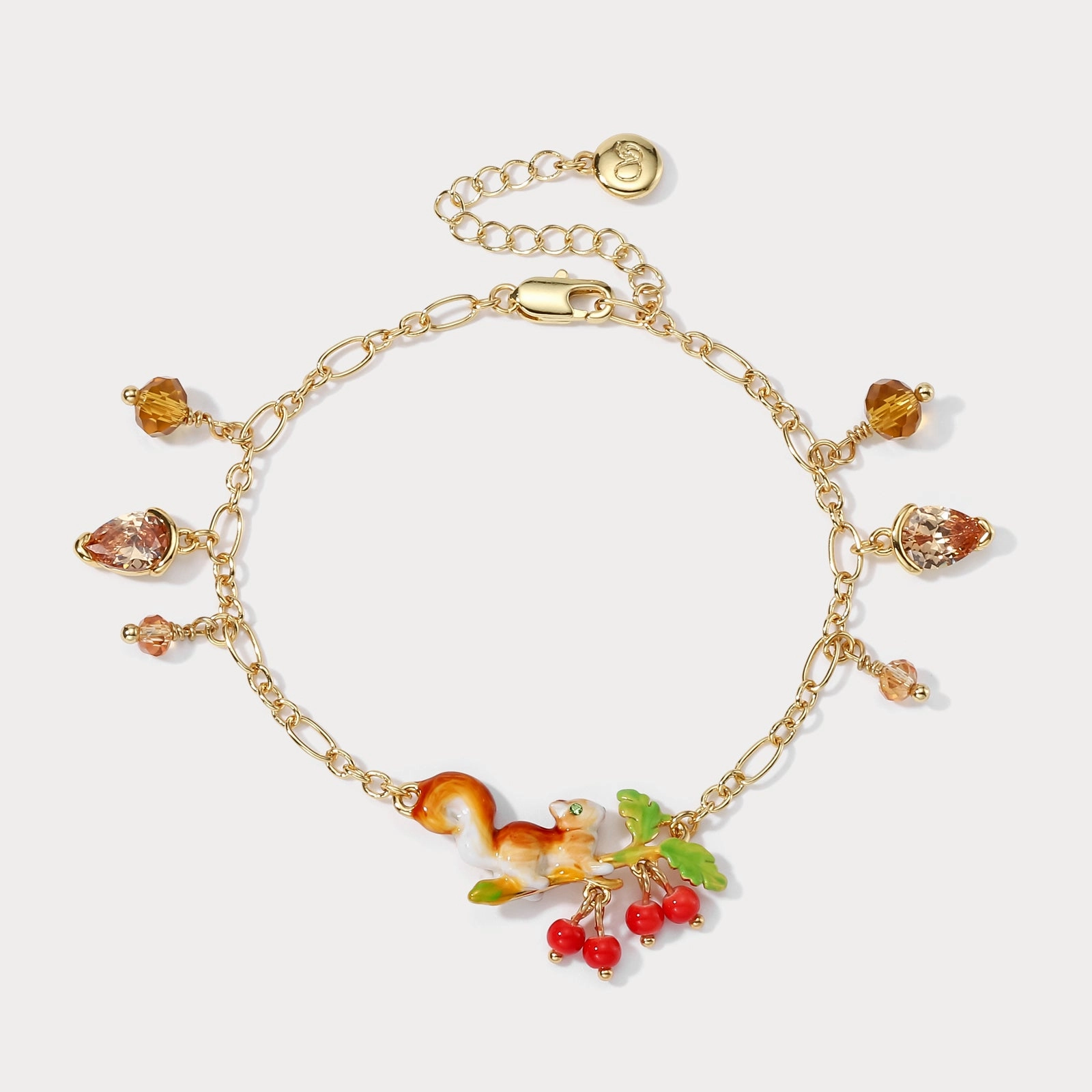 Statement Makers Cross-Cultural Composites Squirrel Diamond Acorn Bracelet