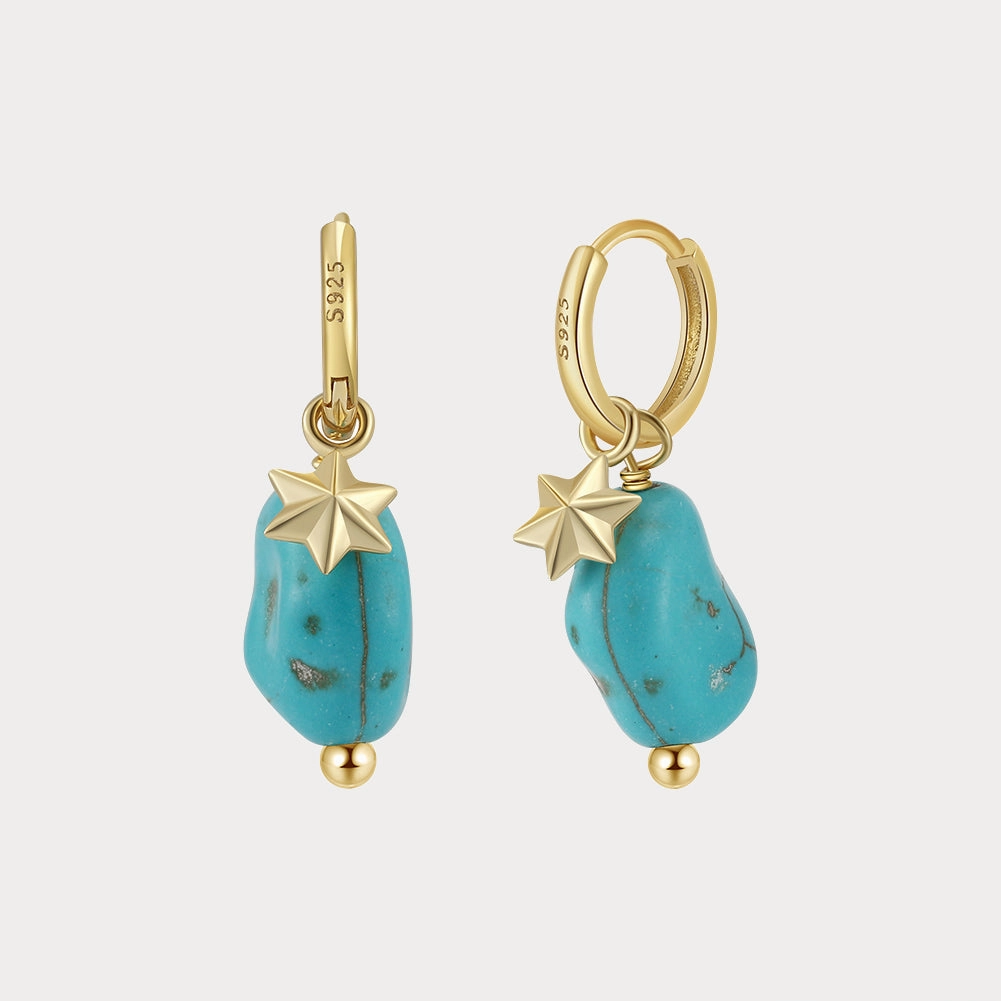 Night Item Star Turquoise Dangling Earrings