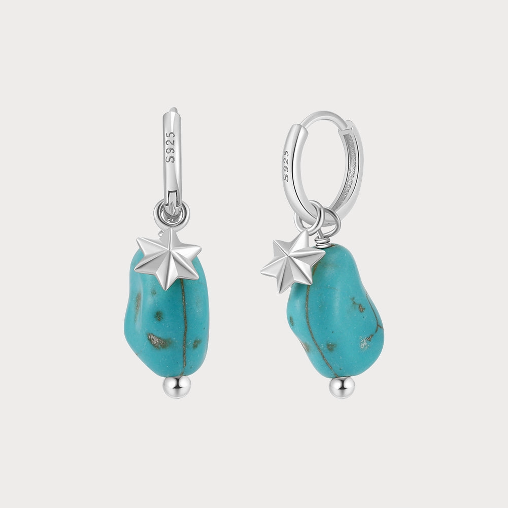 Night Item Attractive Detail Star Turquoise Dangling Earrings
