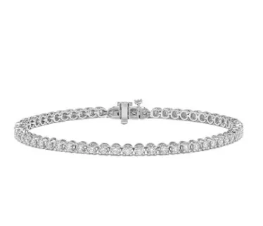 Engraved Lines Bremer Jewelry Tennis Diamond Bracelet in 14K White Gold (2.00ctw)