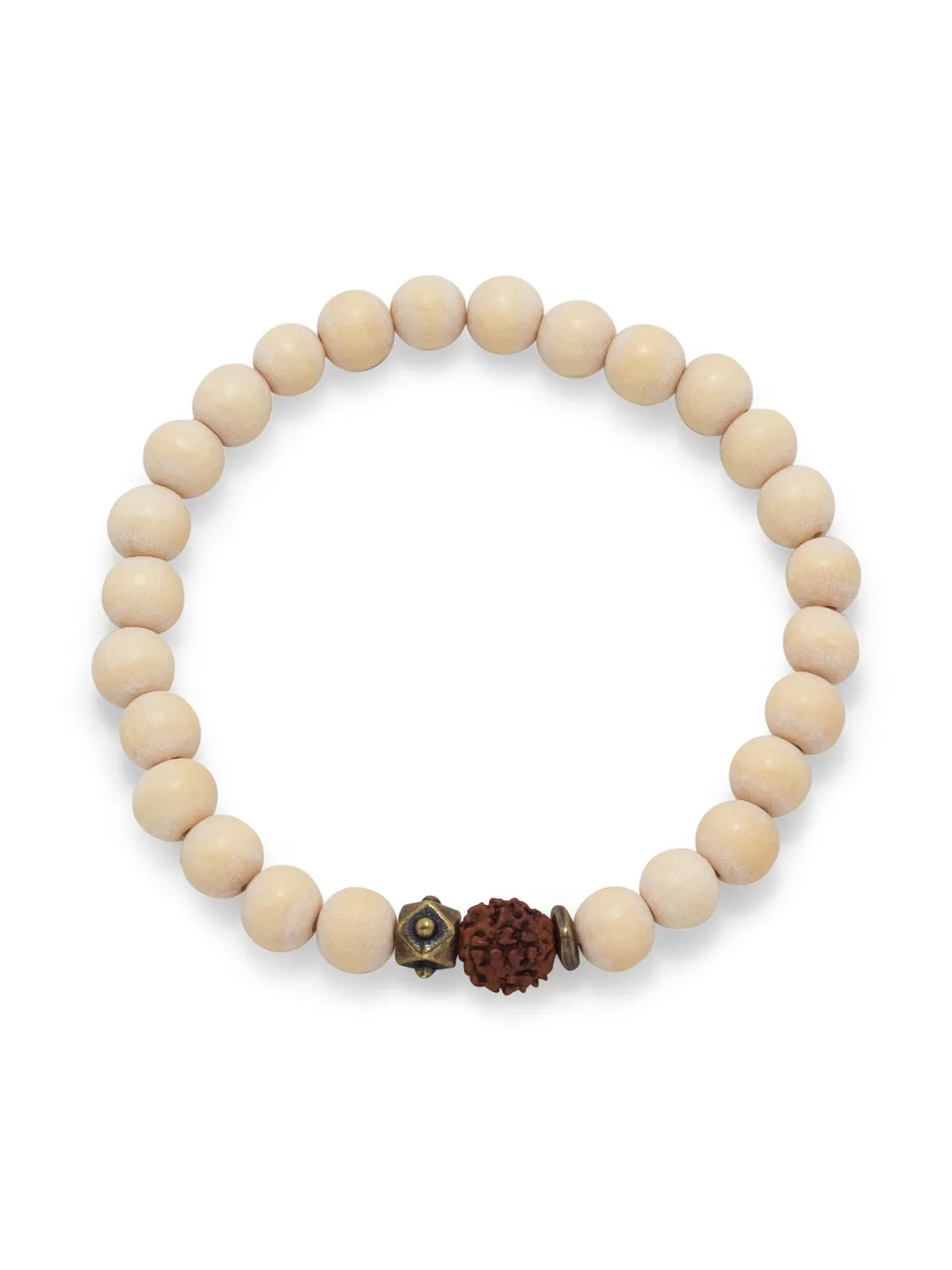 AzureBella Jewelry White Wood Bead Stretch Bracelet with 8.5mm Beads Mens Womens Night Appeal