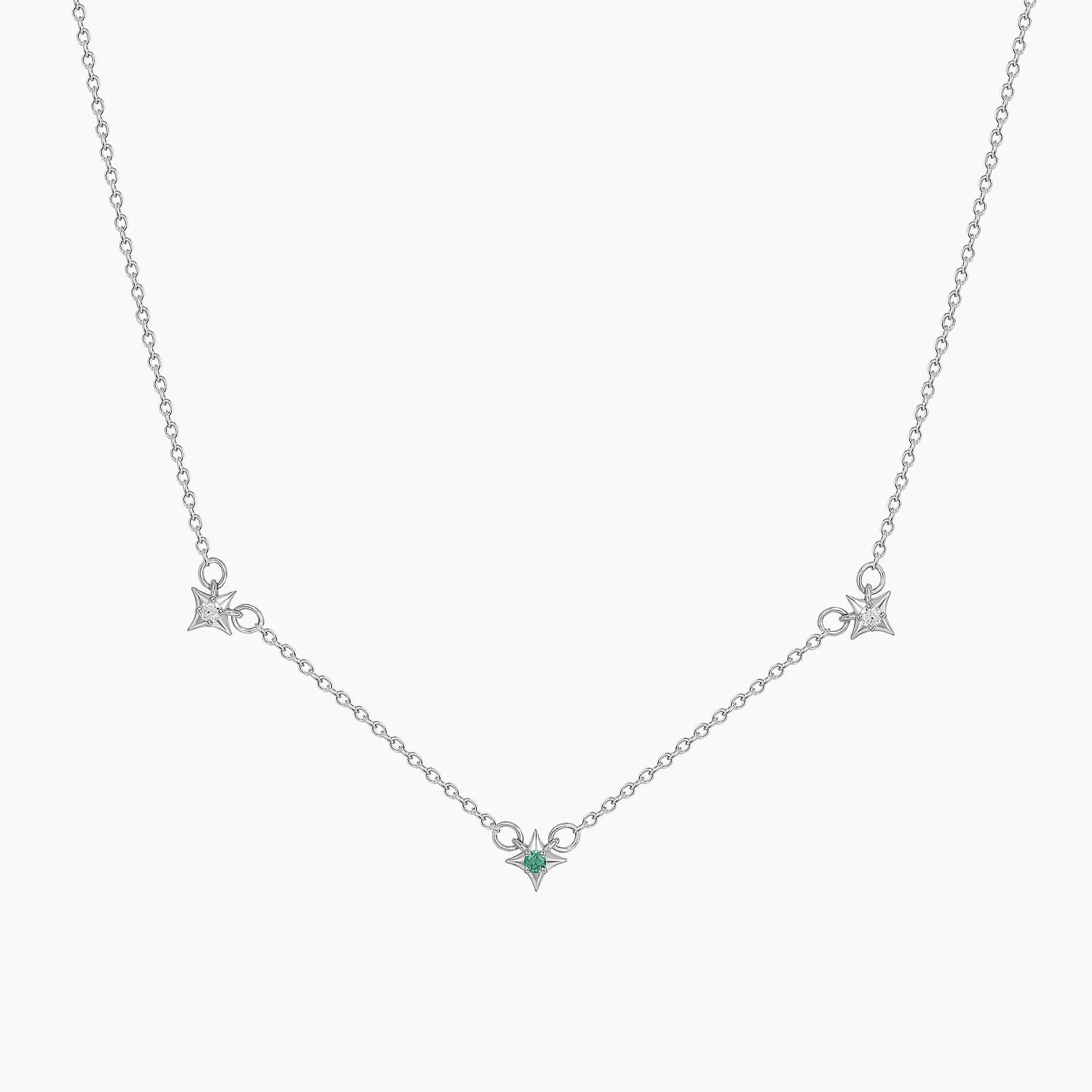 Autumn Look Sterling Silver Cosimic Star Charm Birthstone Necklace