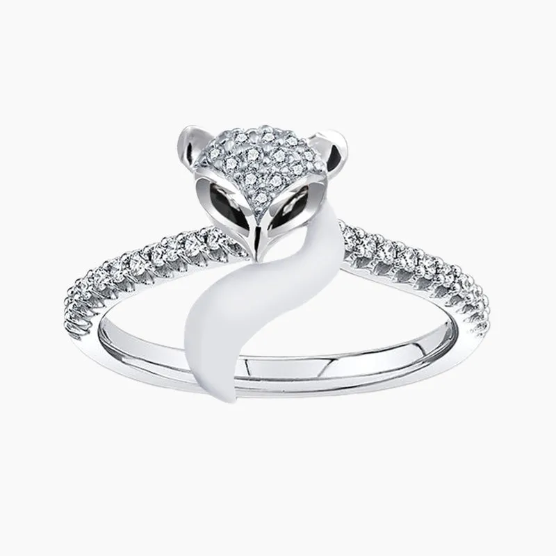 Chic Charm Personalized Craft Sterling Silver Gold Plated Fox Ring