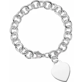 Sterling Silver Heart Charm 7.5" Bracelet Endless Combinations Evening Glam