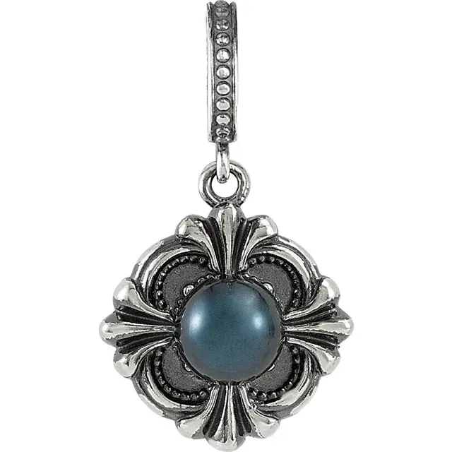 Refined Texture Bold Finish Sterling Silver Solitaire Pendant Mounting for 6 mm Pearl