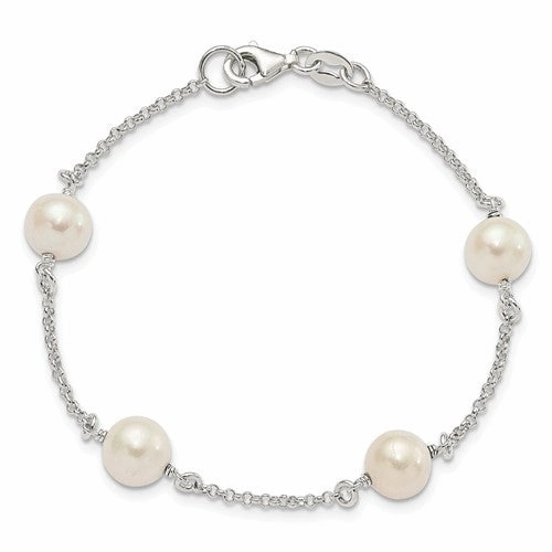 STERLING SILVER AND CULTURED FRESH WATER PEARL BRACELET Luxury Fashion