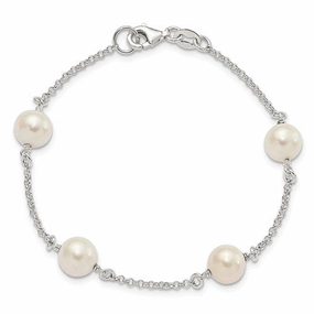 STERLING SILVER AND CULTURED FRESH WATER PEARL BRACELET Luxury Fashion