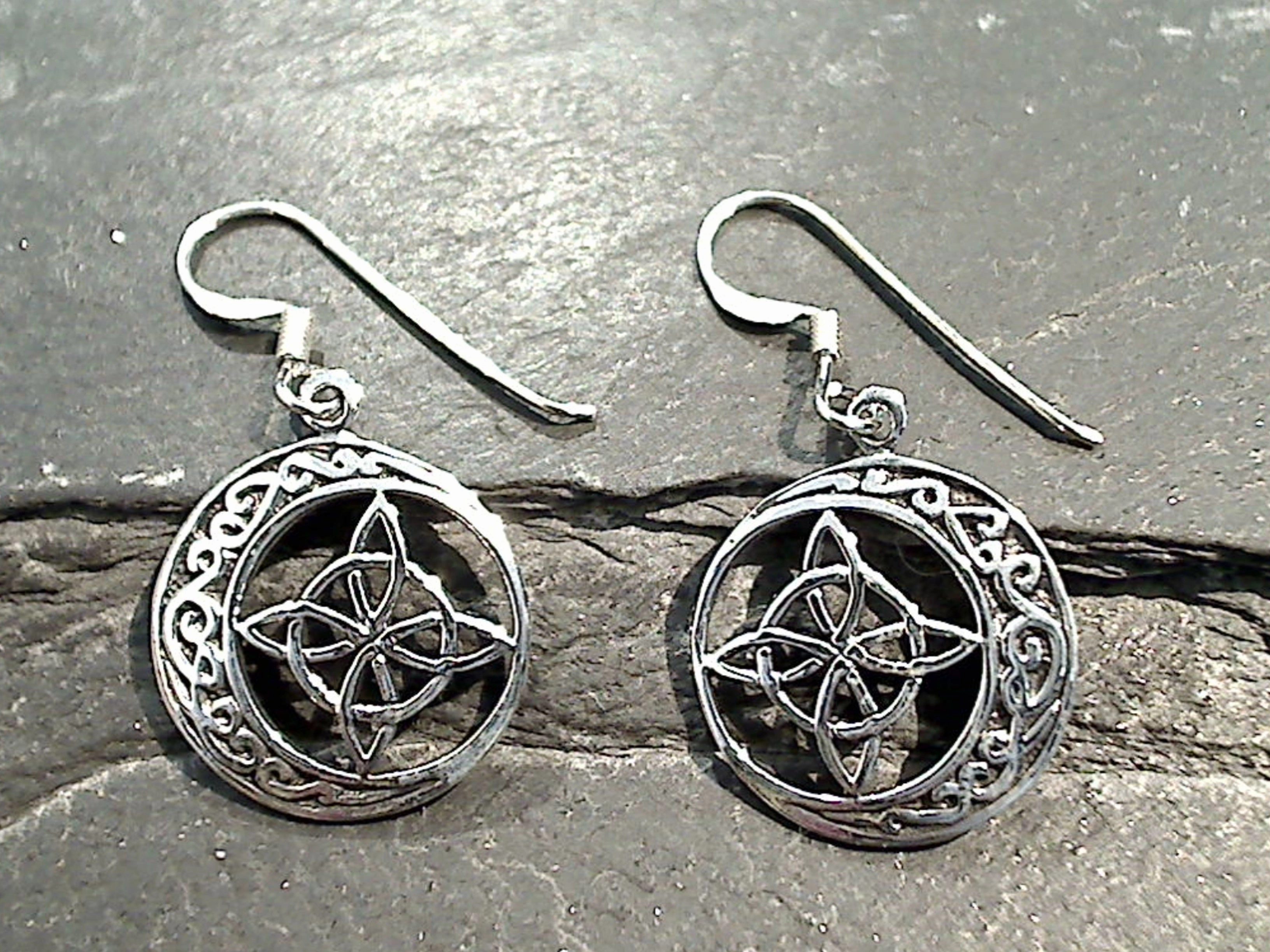Sterling Silver Celtic Moon And Star Earrings Stunning Detail Oversized Item