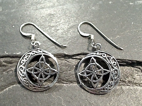 Sterling Silver Celtic Moon And Star Earrings Stunning Detail Oversized Item