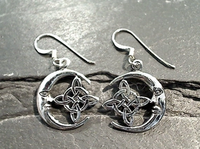 Vintage Appearance Sterling Silver Celtic Moon And Star Earrings