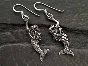 Bright Piece Sterling Silver Mermaid Earrings