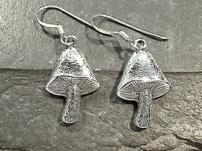 Beautiful Aesthetic Sterling Silver Mushroom Earrings