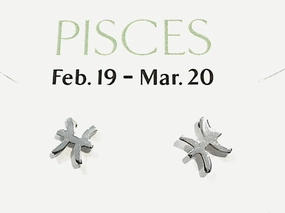 Brilliant Must-Have Sterling Silver Pisces Zodiac Stud Earrings