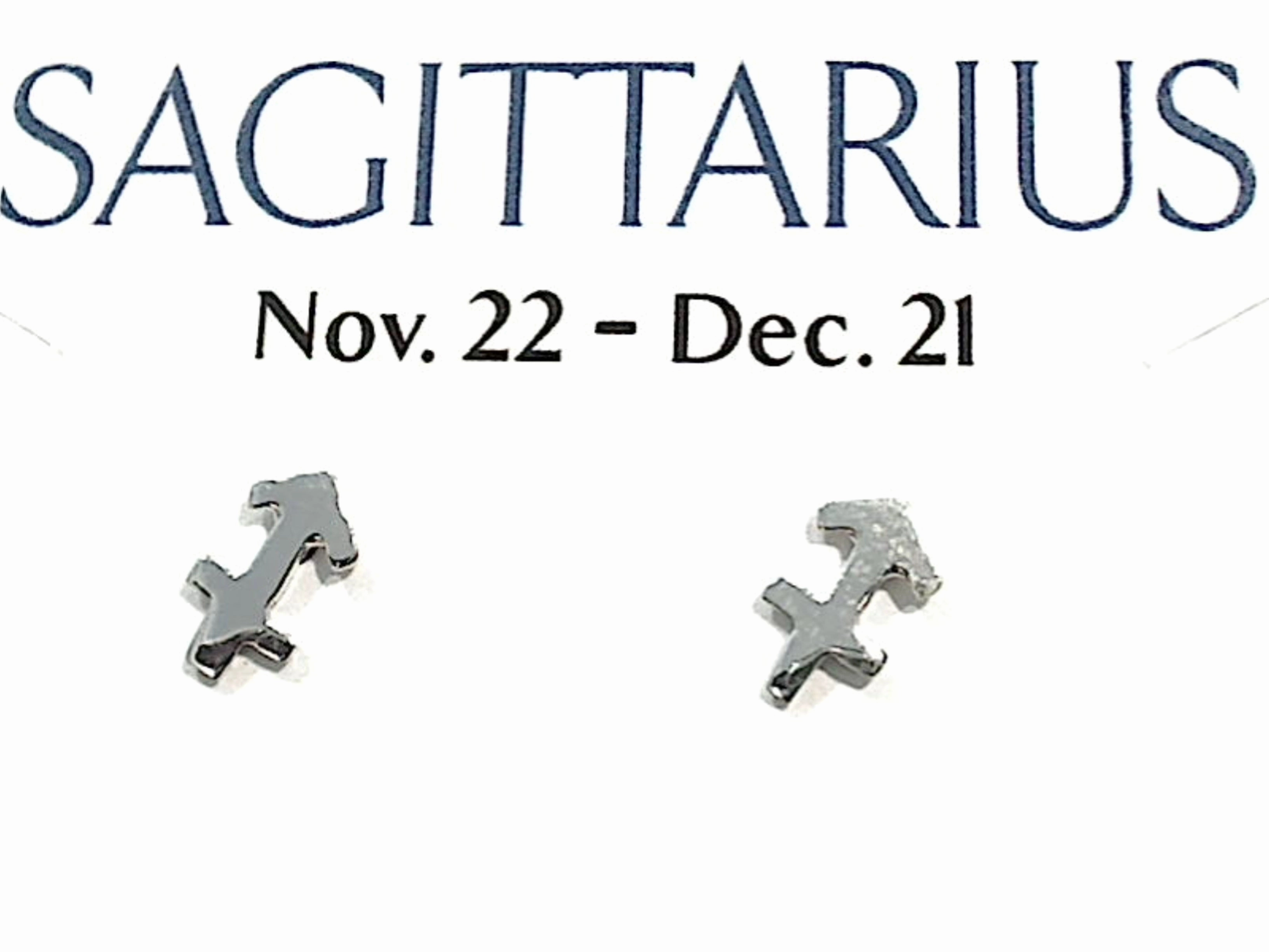 Sterling Silver Sagittarius Zodiac Stud Earrings Sparkling Detail Vintage Detail