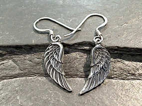 Stylish Design Sterling Silver Small Angel Wing Earrings