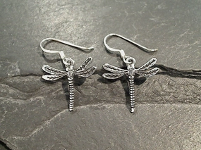 Stunning Ornament Sterling Silver Small Dragonfly Earrings