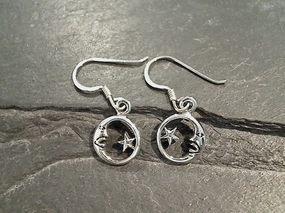 Luxurious Element Graceful Option Sterling Silver Small Moon And Star Earrings