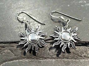 Ornate Trinket Daytime Item Sterling Silver Sun Earrings