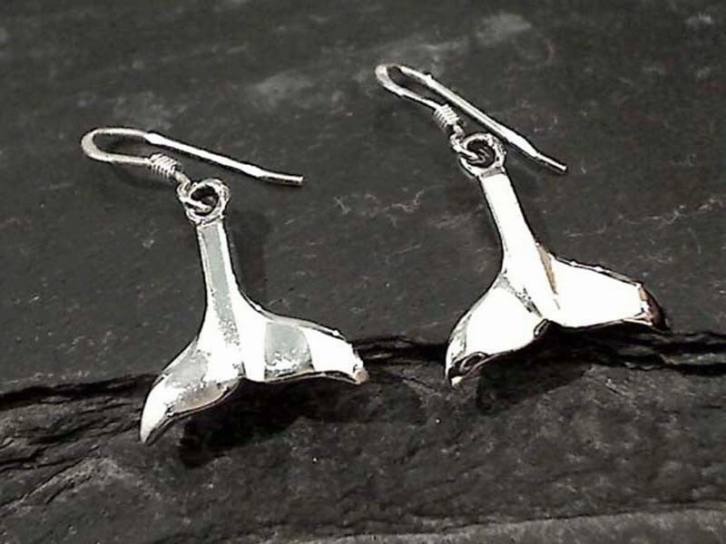 Sterling Silver Whail Tail Earrings Colorful Adornment