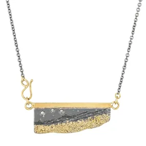Strata Necklace - 22k/18k Gold, Oxidized Silver   Reclaimed Diamonds Layered Spark Graceful Appeal