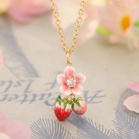 Strawberry Blossom Necklace Souvenir Jewelry Perfect Gift