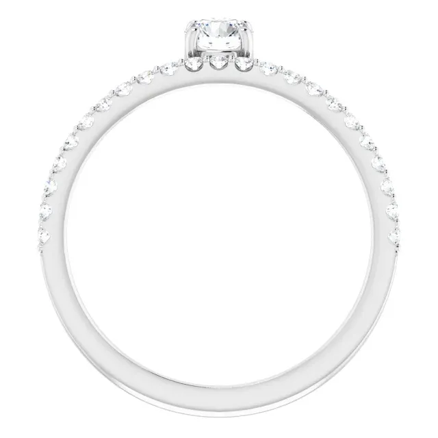 14K White 1/2 CTW Diamond Asymmetrical Stackable Ring Luxe Finish Timeless Piece