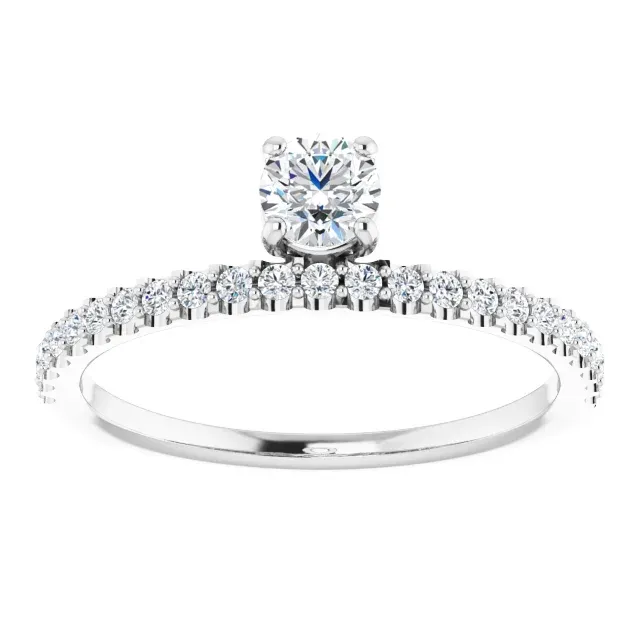 14K White 1/2 CTW Diamond Asymmetrical Stackable Ring Fashionable Object