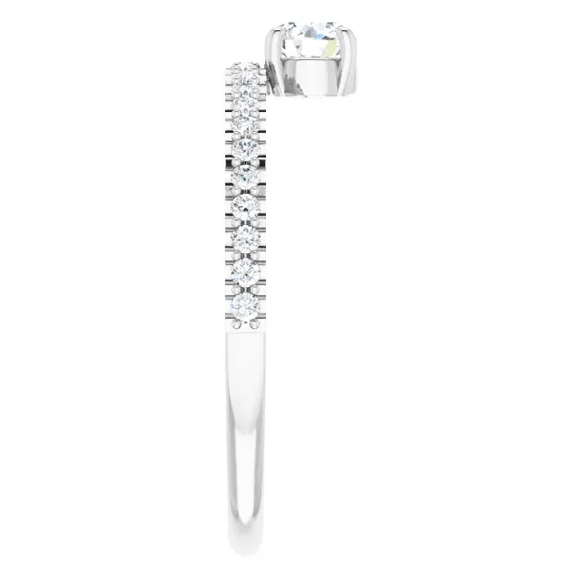 14K White 1/2 CTW Diamond Asymmetrical Stackable Ring Gift Choice Meaningful Design