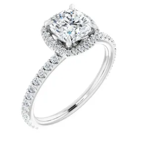 14K White 6 mm Cushion Forever One Moissanite & 1/3 CTW Diamond Engagement Ring Trend Adoption