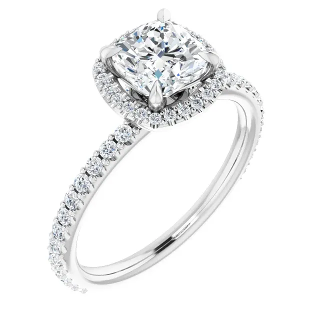 14K White 6 mm Cushion Forever One Moissanite & 1/3 CTW Diamond Engagement Ring Trend Adoption