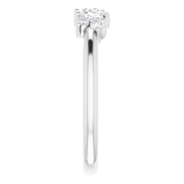 14K White 1/3 CTW Diamond Multi-Shape Ring Clean Spark Embossed Pattern