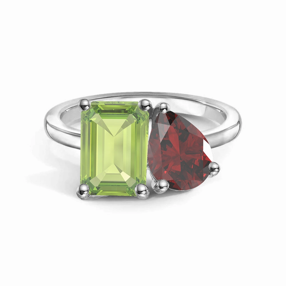 Toi et Moi Personalized Peridot Birthstone Anniversary Ring Casual Look