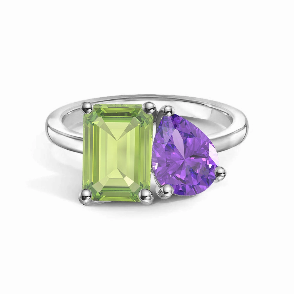 Toi et Moi Personalized Peridot Birthstone Anniversary Ring Easy Style Timeless Mood