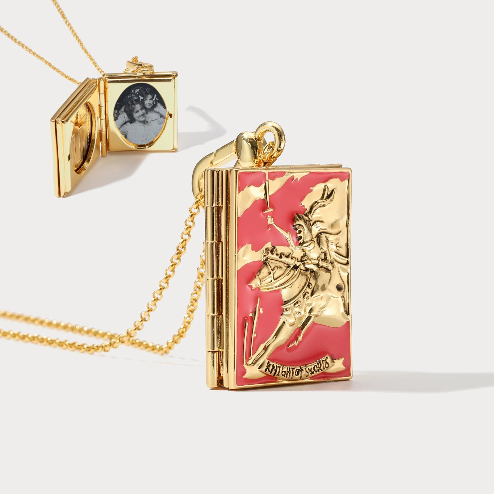 Styled Set Unique Style Tarot Locket Necklace - Knight of Swords
