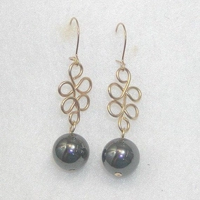 Affordable Piece Brilliant Product Hematite Beads Loopy Gold Wire Dangle Earrings