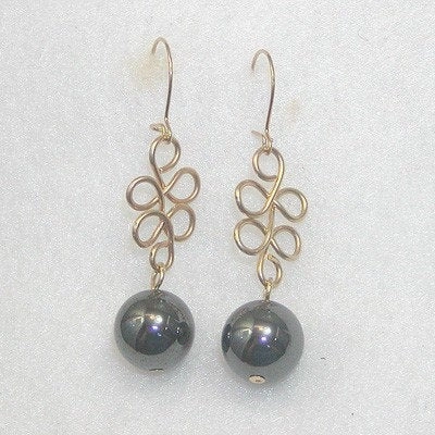 Affordable Piece Brilliant Product Hematite Beads Loopy Gold Wire Dangle Earrings