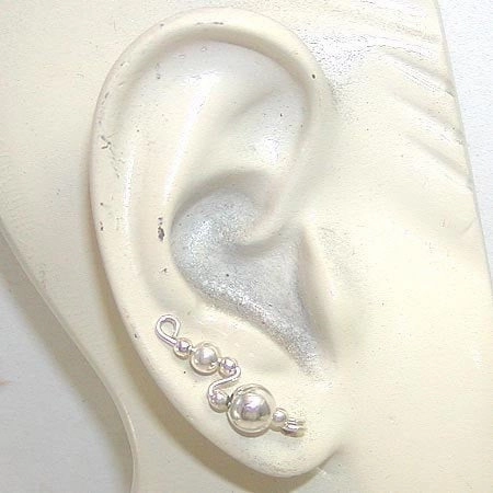 Lightweight Ornament Smooth Sterling Silver Beads Simple Ear Crawlers - Ear Sweep 17