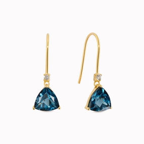 Romantic Glow Evening Accessories Trillion Cut Earrings London Blue Topaz - Tuva
