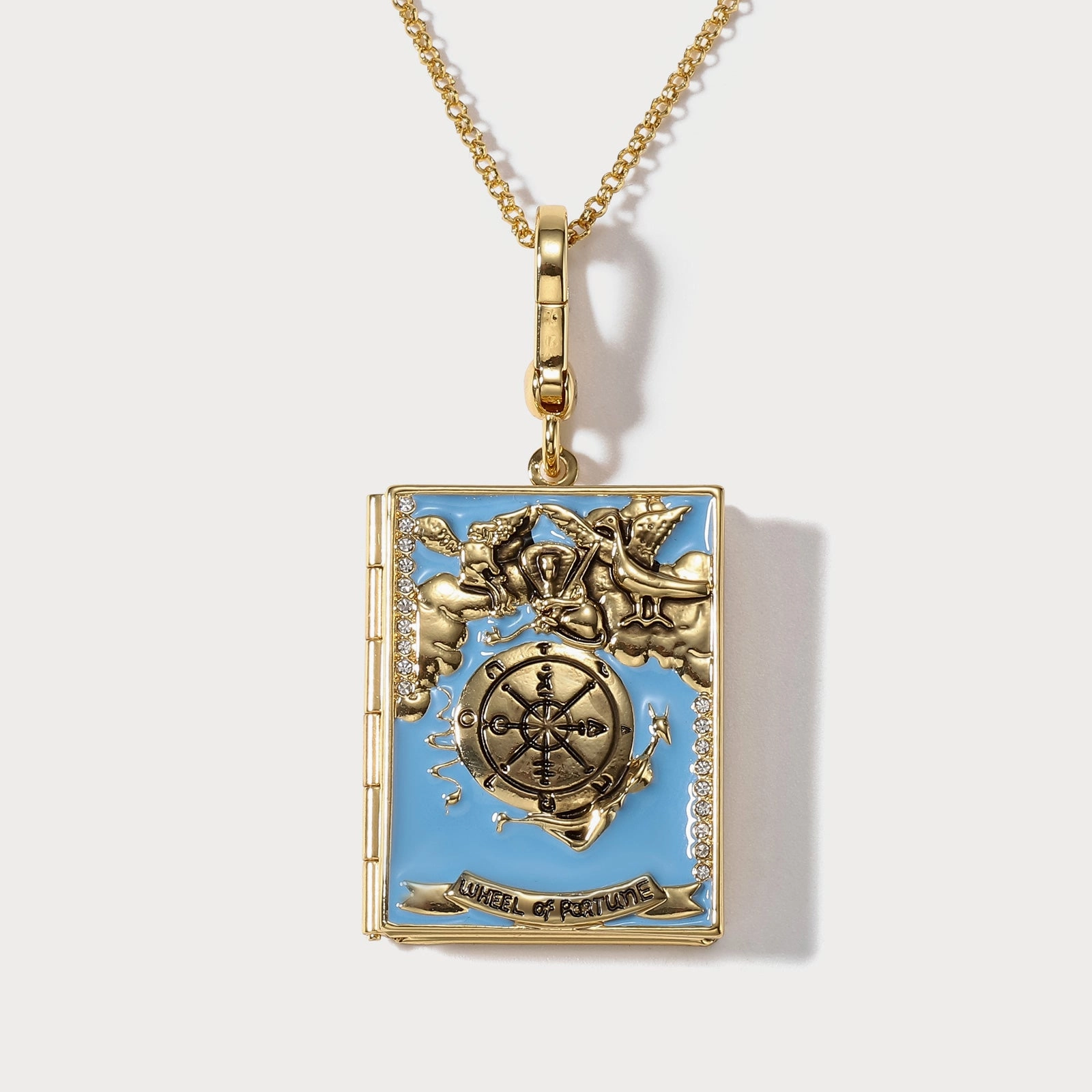Travel Chic Professional Style Tarot Locket Necklace-Wheel Of Fortune