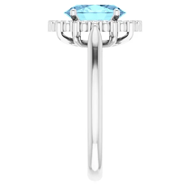 14K White Aquamarine & 1/6 CTW Diamond Ring High-Quality Appearance Affordable Embellishment