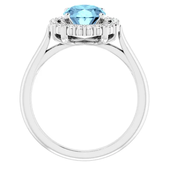 Event Friendly 14K White Aquamarine & 1/6 CTW Diamond Ring